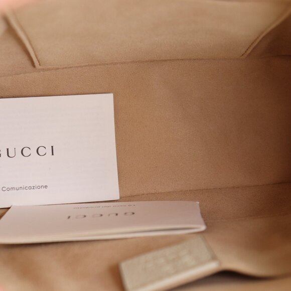 *NEW* Gucci Ophidia Dome Sherry Leather Web Stripe Cream White - Picture 12 of 14